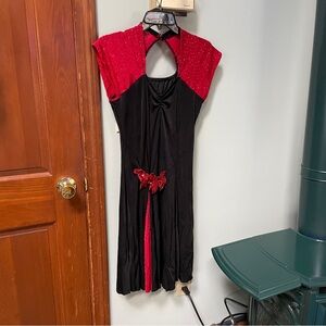 2 Piece Red & Black Halloween Dance Dress Costume Size Medium